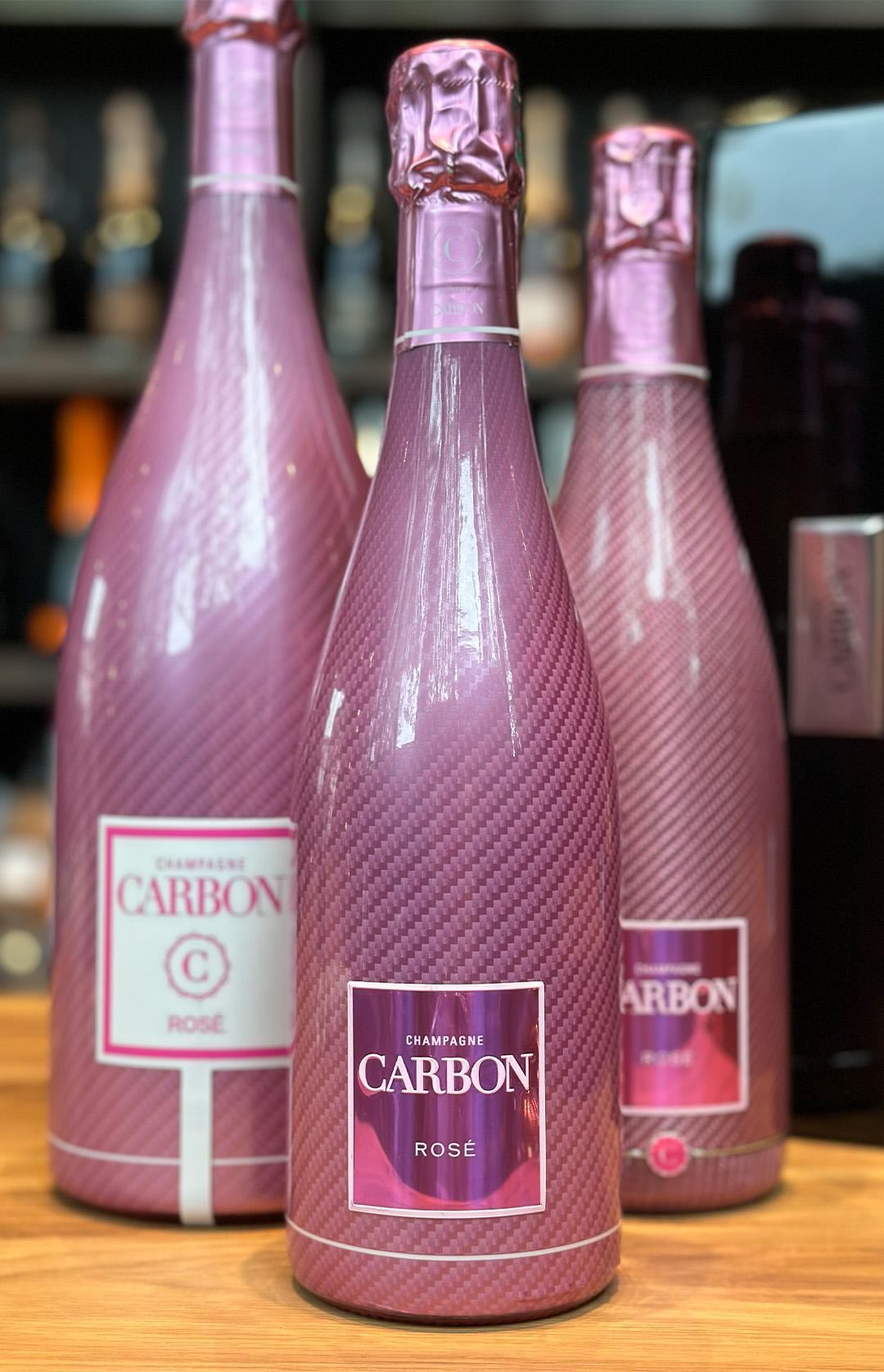 Carbon Champagner Rose Brut Carbonoptik Flaschen