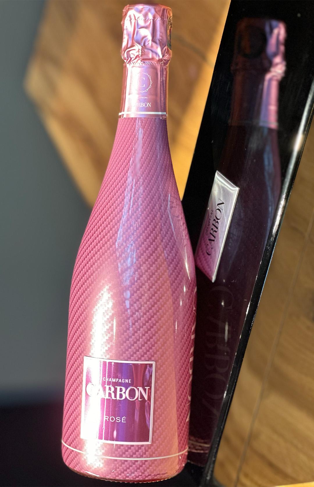 Carbon Champagner Rose Brut Carbonoptik Flasche